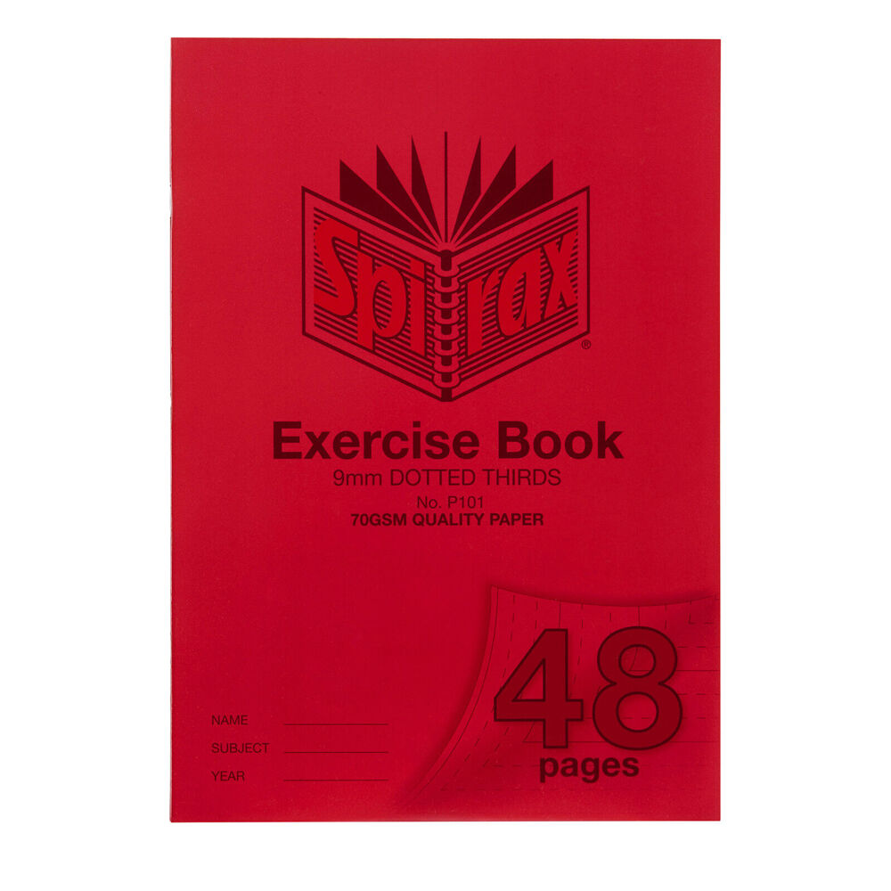 20PK Spirax P101 Exercise Book A4 48 Pages 9mm Dotted Thirds Red