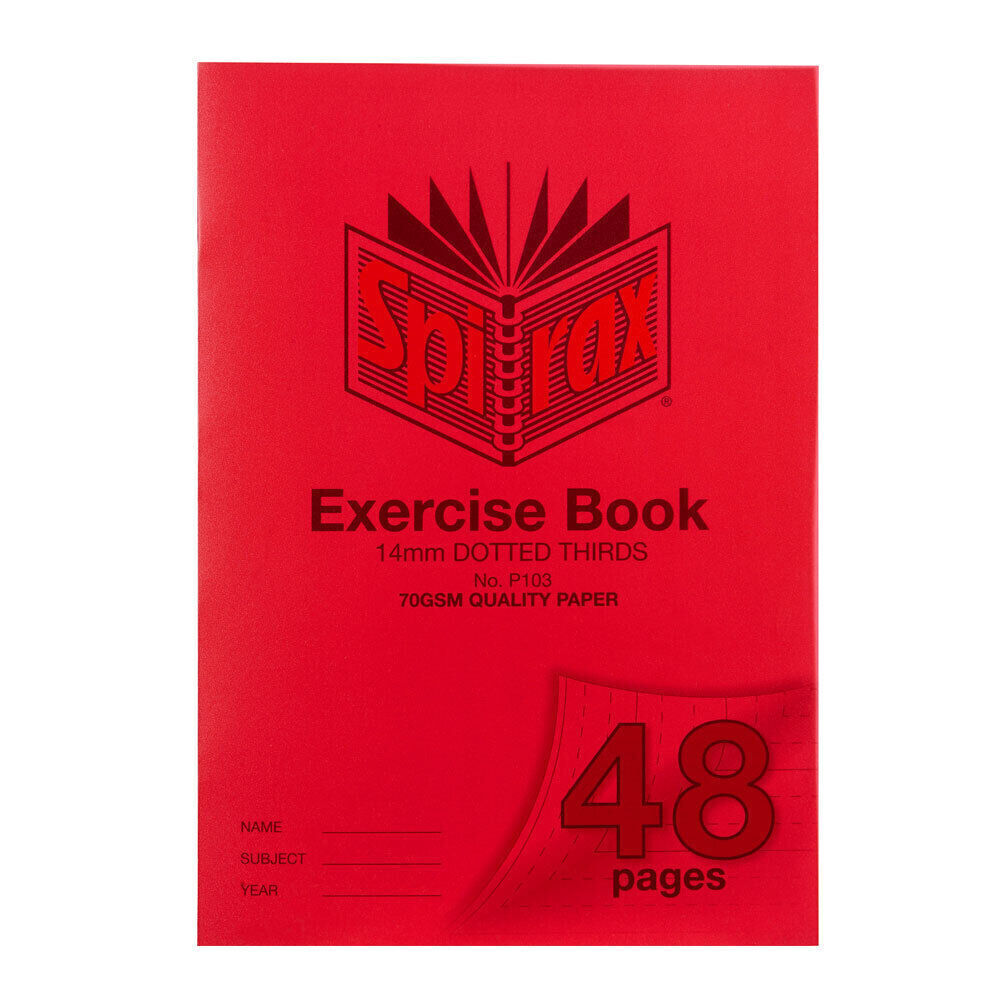 20PK Spirax P103 Protective PP Cover Exercise Book A4 48 Pages 14mm Dotted Thirds Red