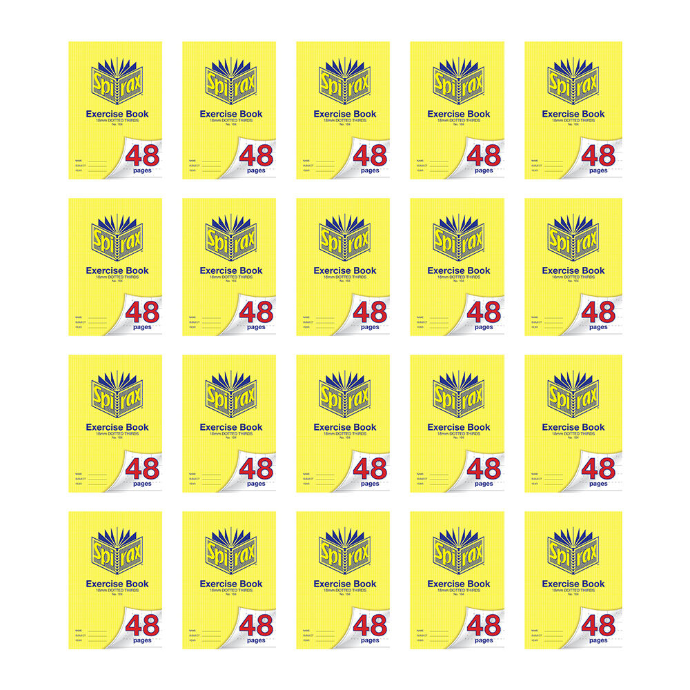 20PK Spirax 104 Exercise Book A4 48 Pages 18mm Dotted Thirds Yellow