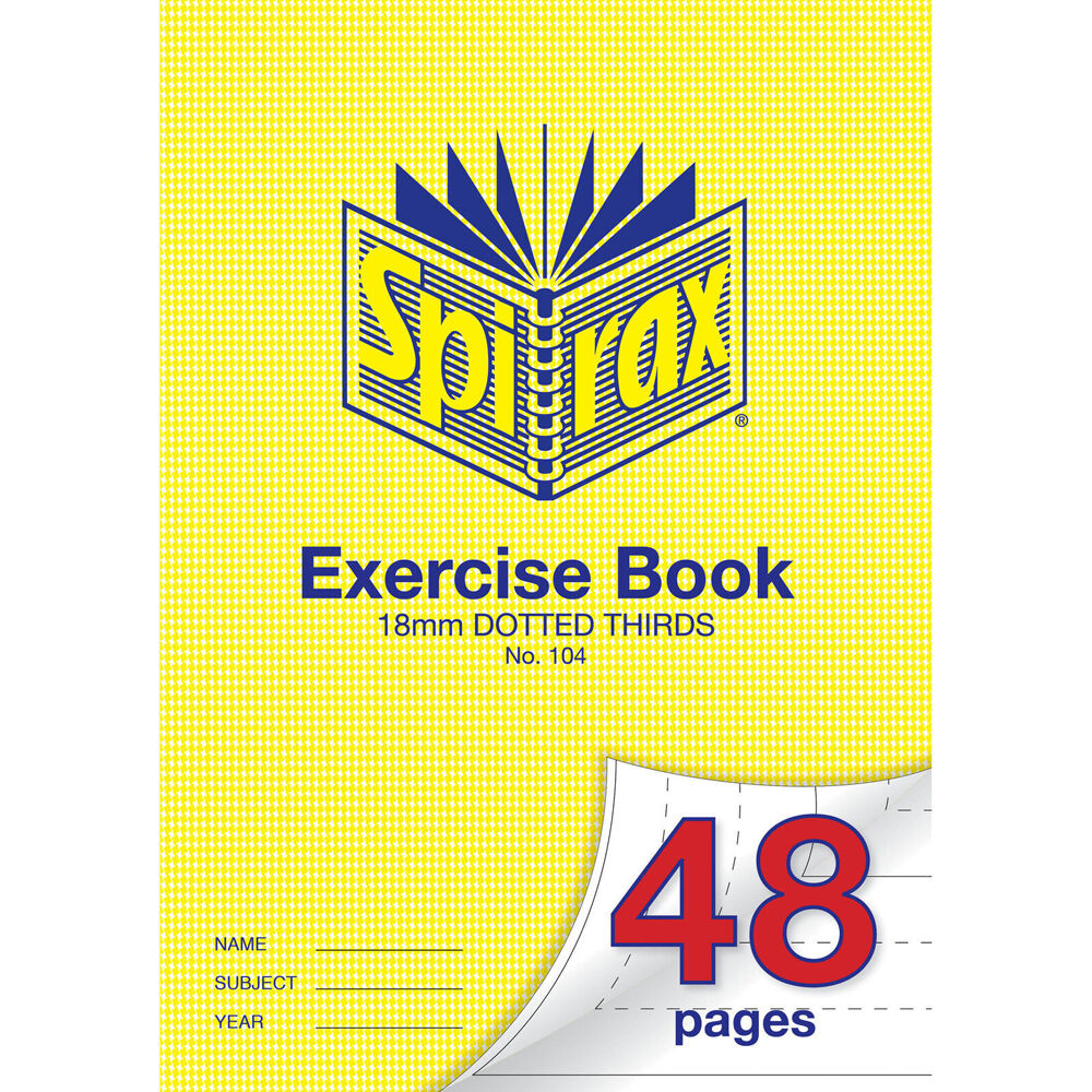 20PK Spirax 104 Exercise Book A4 48 Pages 18mm Dotted Thirds Yellow