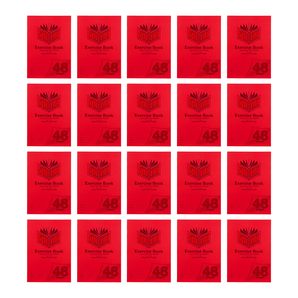 20PK Spirax P105 Exercise Book A4 248 Pages 4mm Dotted Thirds Red