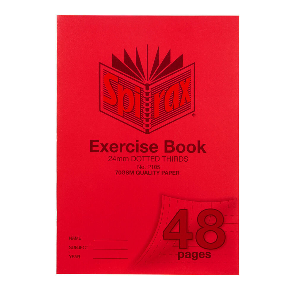 20PK Spirax P105 Exercise Book A4 248 Pages 4mm Dotted Thirds Red
