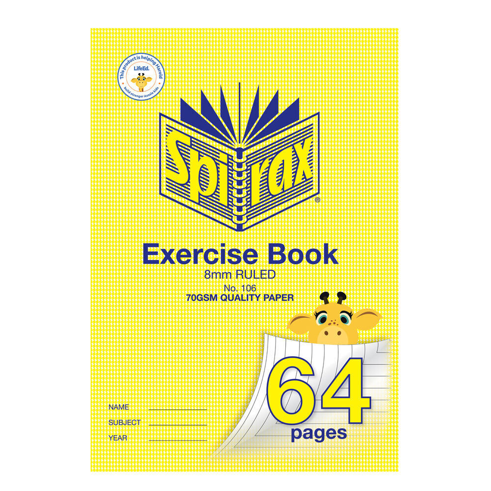 20PK Spirax 106 Exercise Book A4 64 Pages 8mm Ruled Yellow