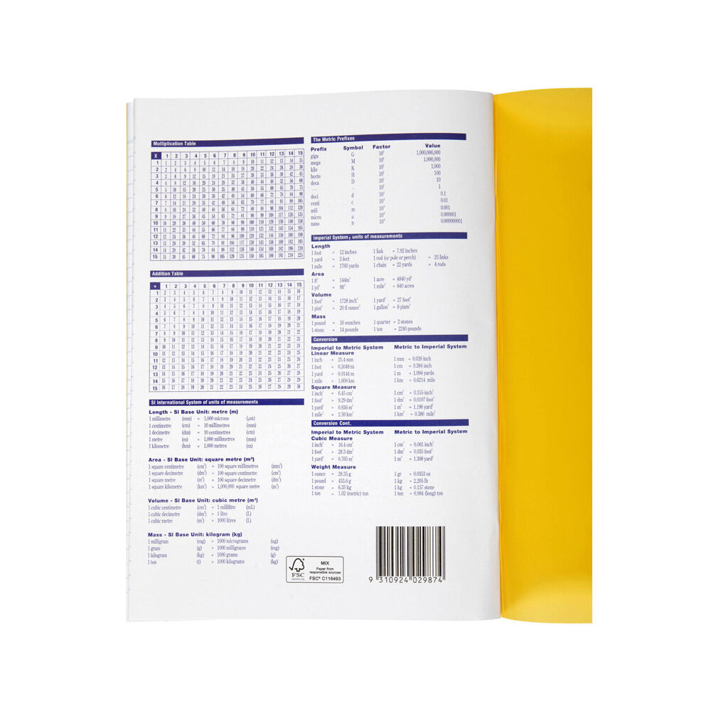 20PK Spirax 106 Exercise Book A4 64 Pages 8mm Ruled Yellow