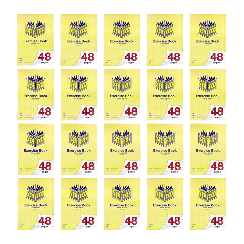 20PK Spirax 112 Exercise Book A4 48 Pages 14mm Ruled Yellow