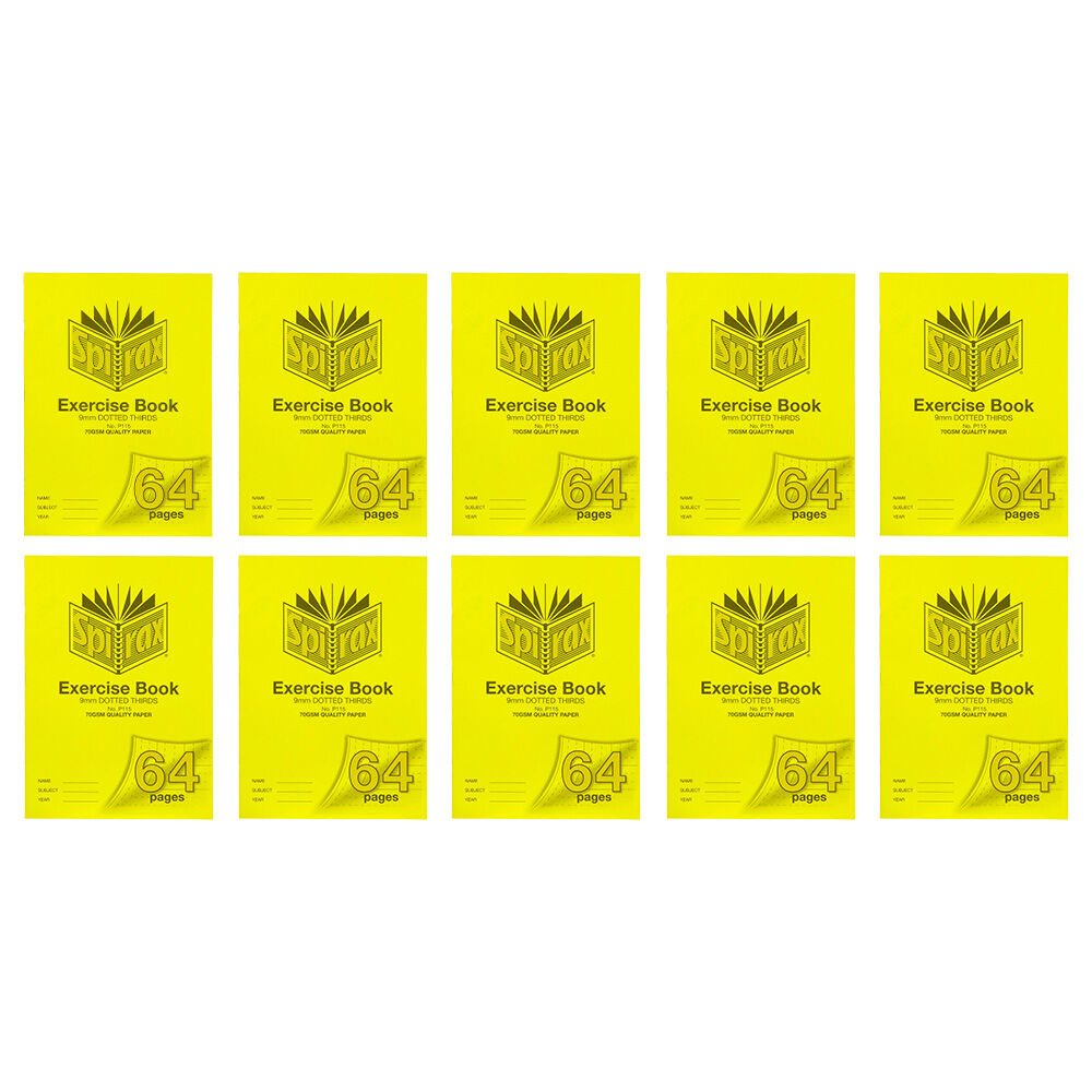 10PK Spirax P115 Exercise Book A4 64 Pages 9mm Dotted Yellow