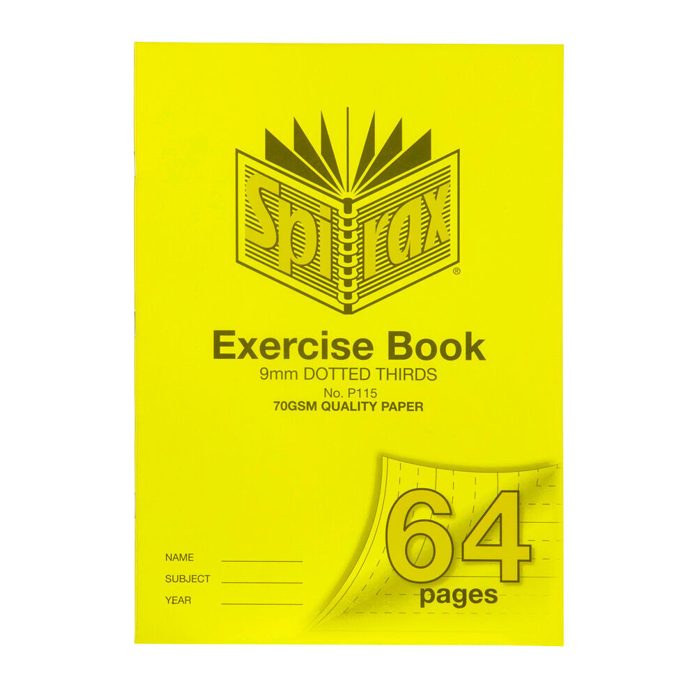10PK Spirax P115 Exercise Book A4 64 Pages 9mm Dotted Yellow