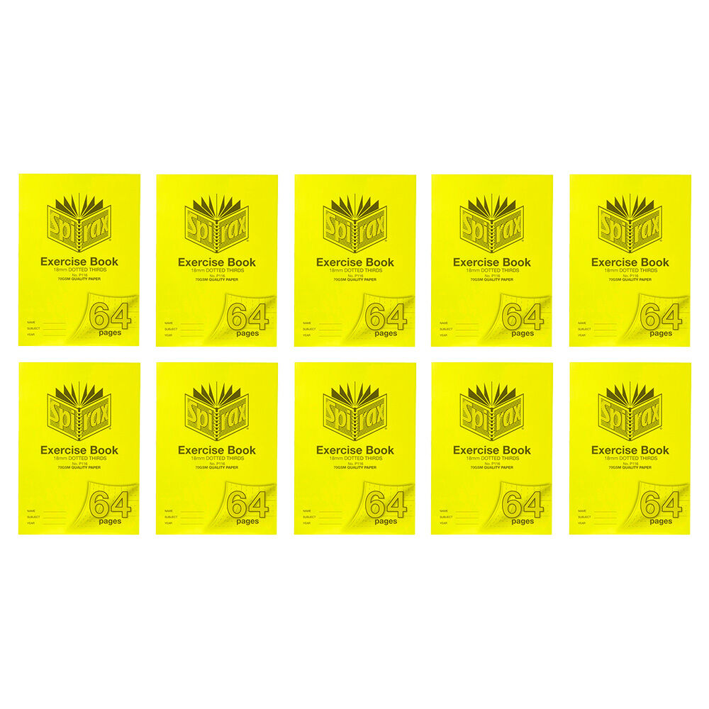 10PK Spirax P116 Exercise Book A4 18mm Dotted 64 Pages Yellow