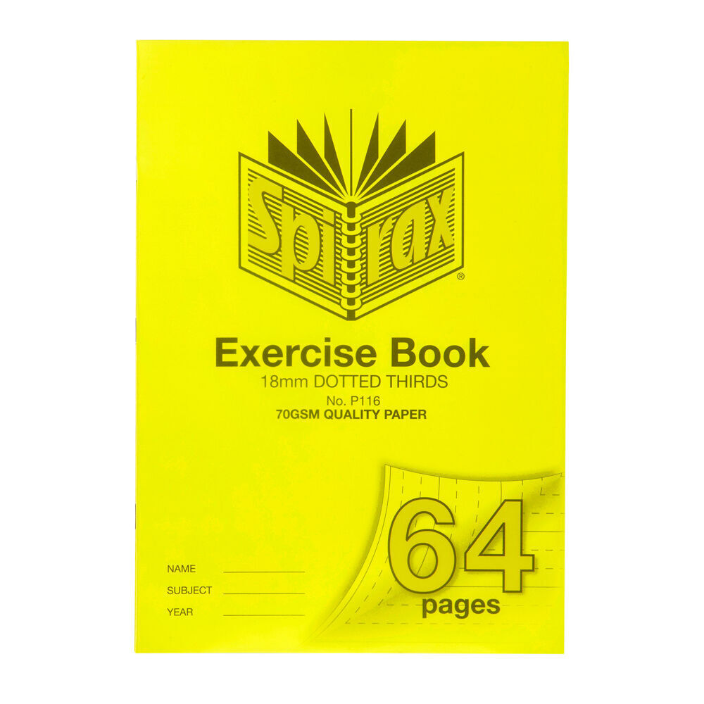 10PK Spirax P116 Exercise Book A4 18mm Dotted 64 Pages Yellow