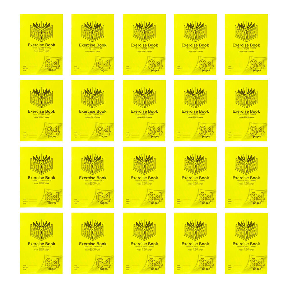 20PK Spirax P116 Exercise Book A4 18mm Dotted 64 Pages Yellow
