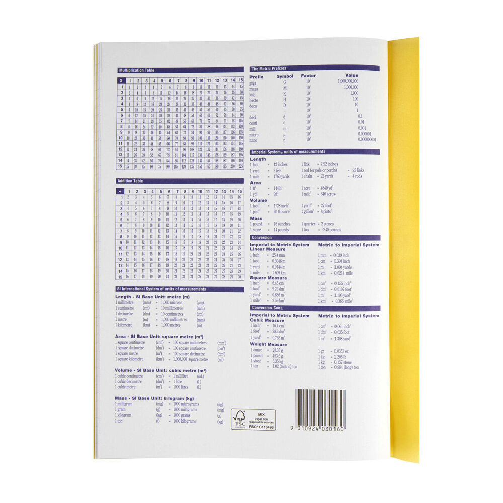 20PK Spirax P116 Exercise Book A4 18mm Dotted 64 Pages Yellow