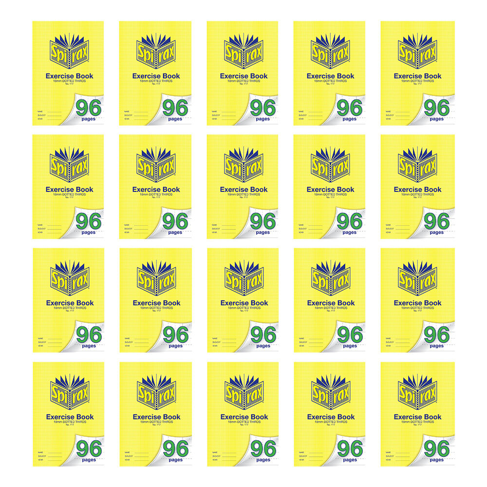 20PK Spirax 117 Exercise Book A4 18mm Dotted Thirds 96 Pages Yellow