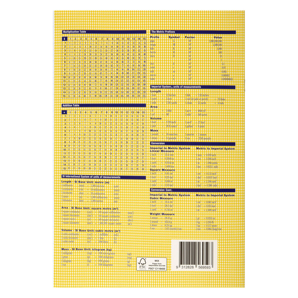 20PK Spirax 117 Exercise Book A4 18mm Dotted Thirds 96 Pages Yellow