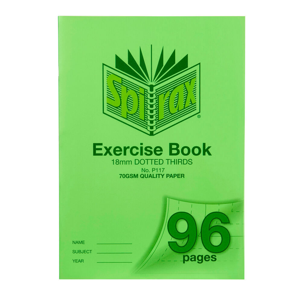 10PK Spirax P117 Exercise Book A4 18mm Dotted Thirds 96 Pages Green