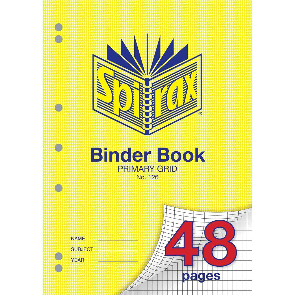 20PK Spirax 126 Binder Book A4 48 Pages Primary Grid Yellow