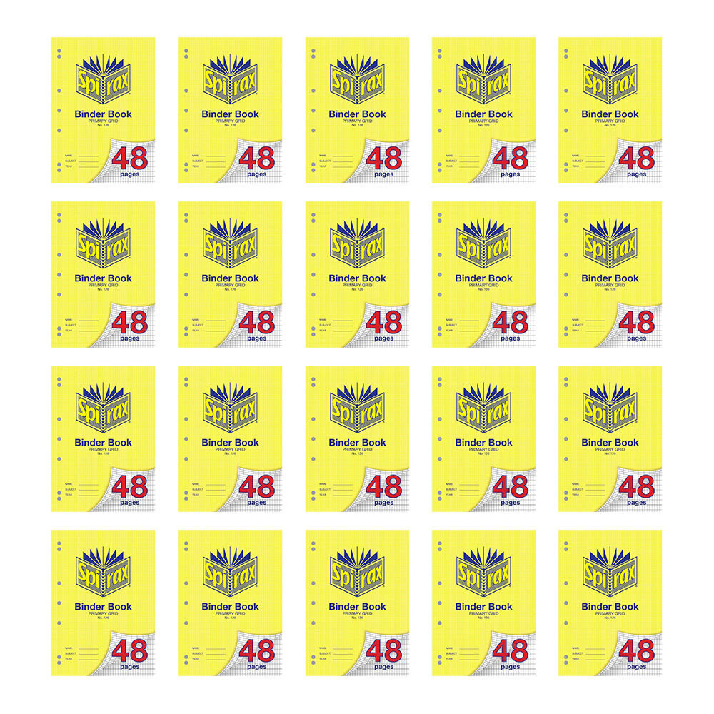 20PK Spirax 126 Binder Book A4 48 Pages Primary Grid Yellow