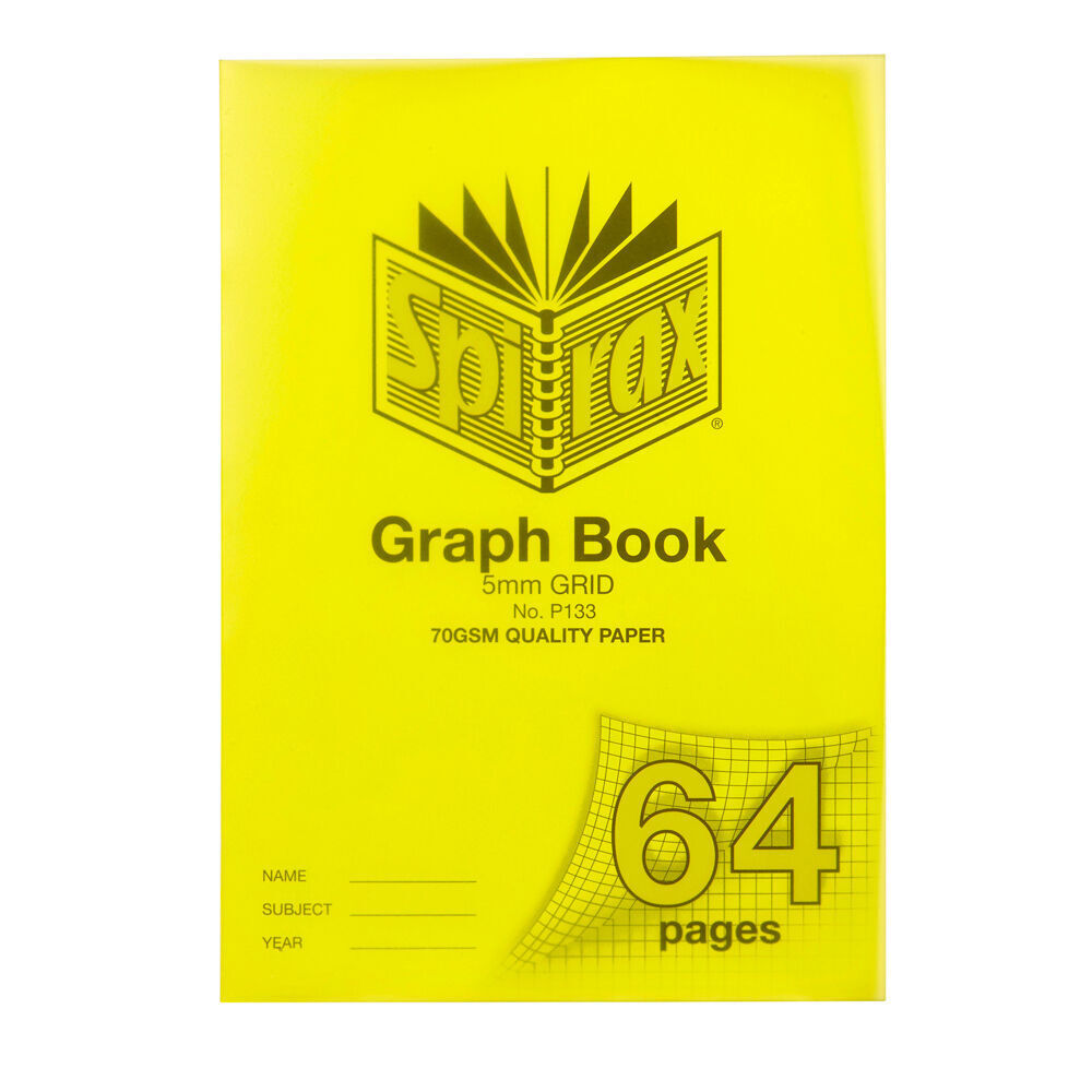 20PK Spirax P133 Protective PP Cover Grid Book A4 5mm 64 Pages Yellow