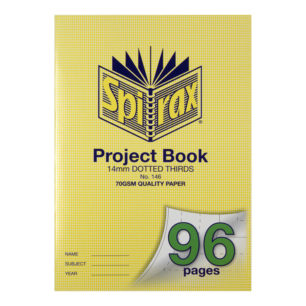 10PK Spirax 146 Project Book A4 14mm Dotted Thirds 96 Pages Yellow