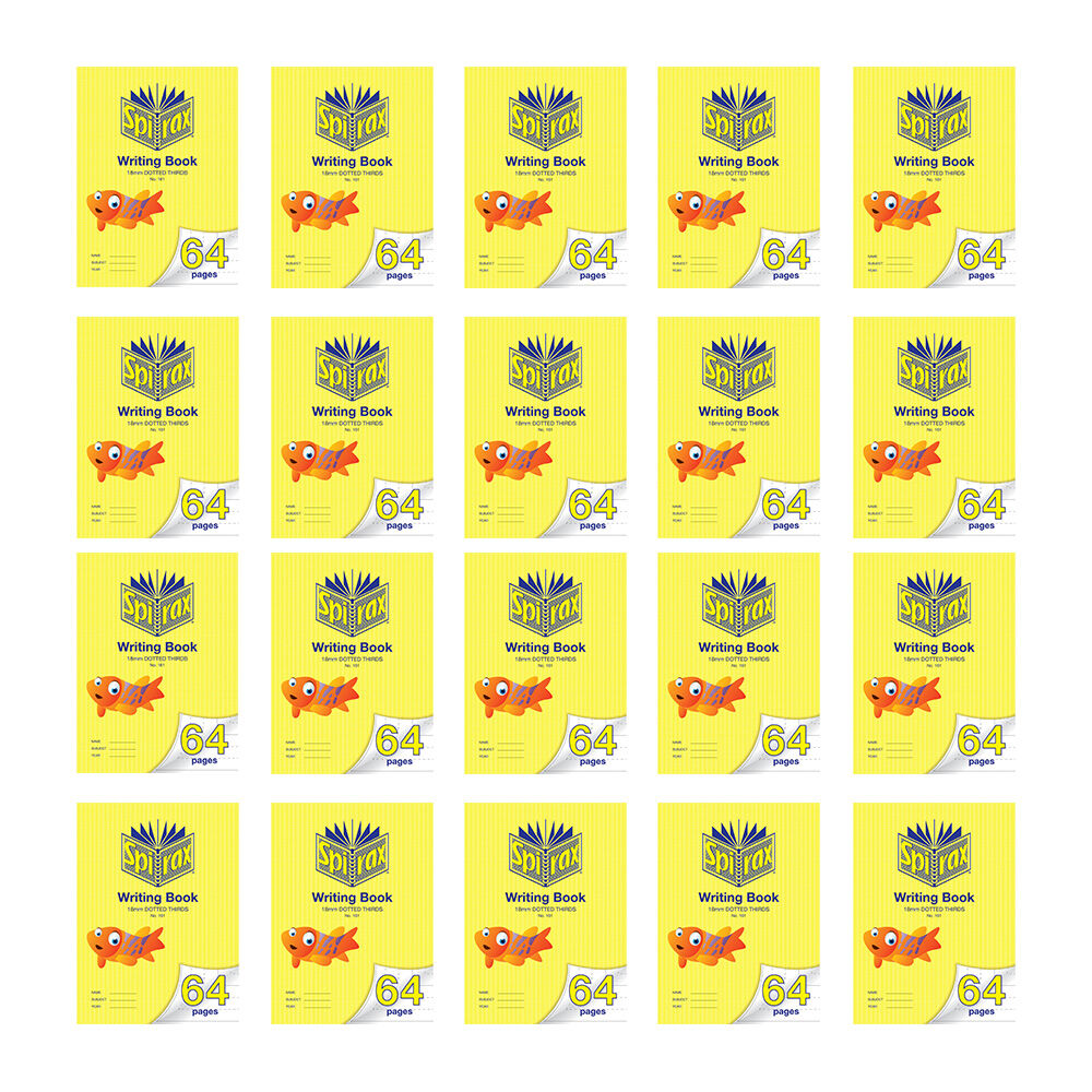 20PK Spirax 161 Writing Book 33.5x24cm 64 Pages 18mm Dotted Thirds Yellow