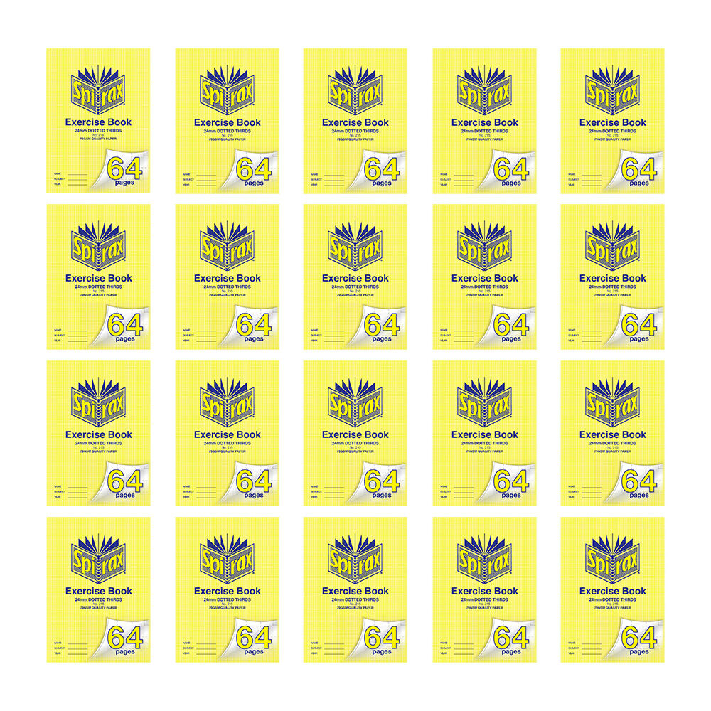 20PK Spirax 216 Exercise Book A4 24mm Dotted 64 Pages Yellow