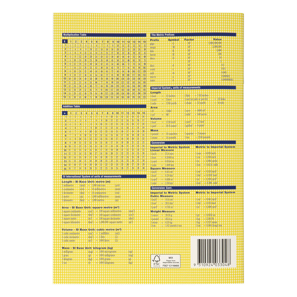 20PK Spirax 216 Exercise Book A4 24mm Dotted 64 Pages Yellow