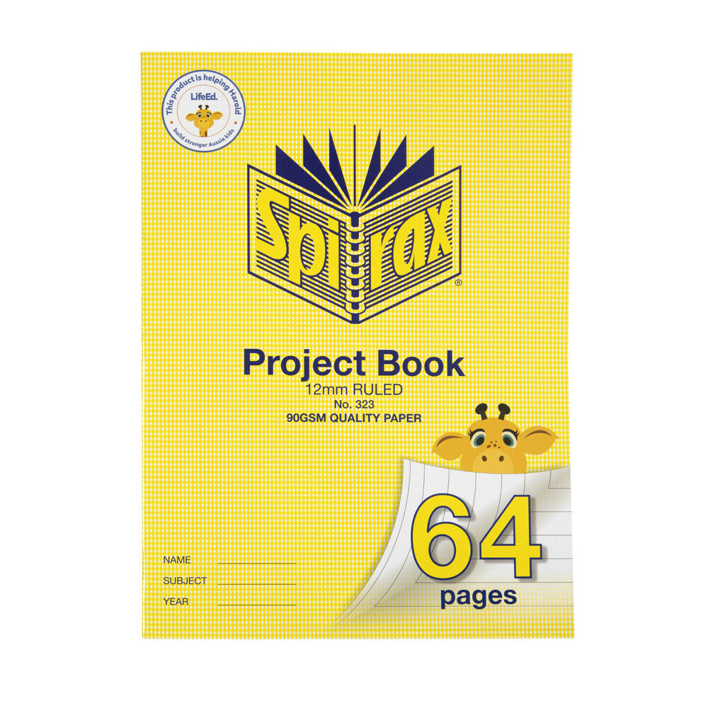 10PK Spirax 323 Super Size Project Book 12mm Ruled 64 Pages Yellow