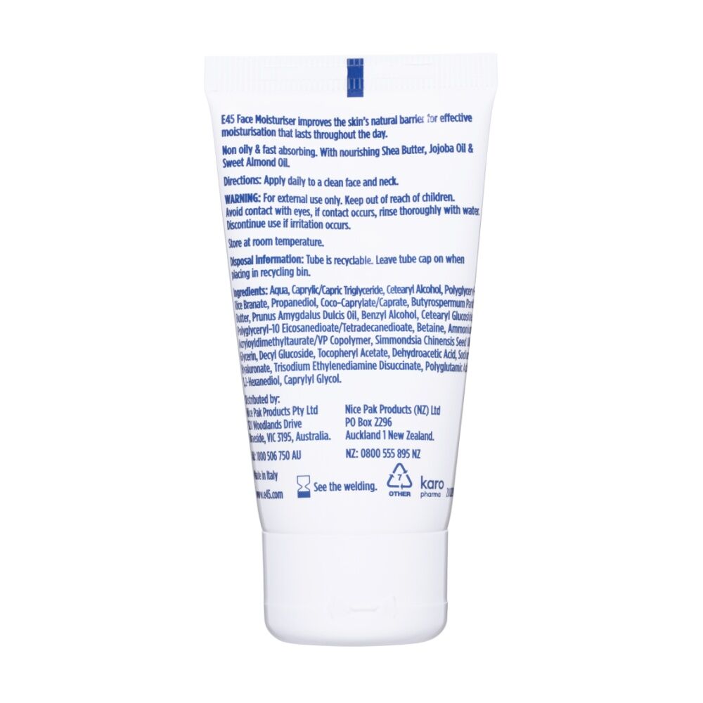 3PK E45 Face Moisturiser For Sensitive & Eczema-Prone Skin Hyaluronic Acid 50ml