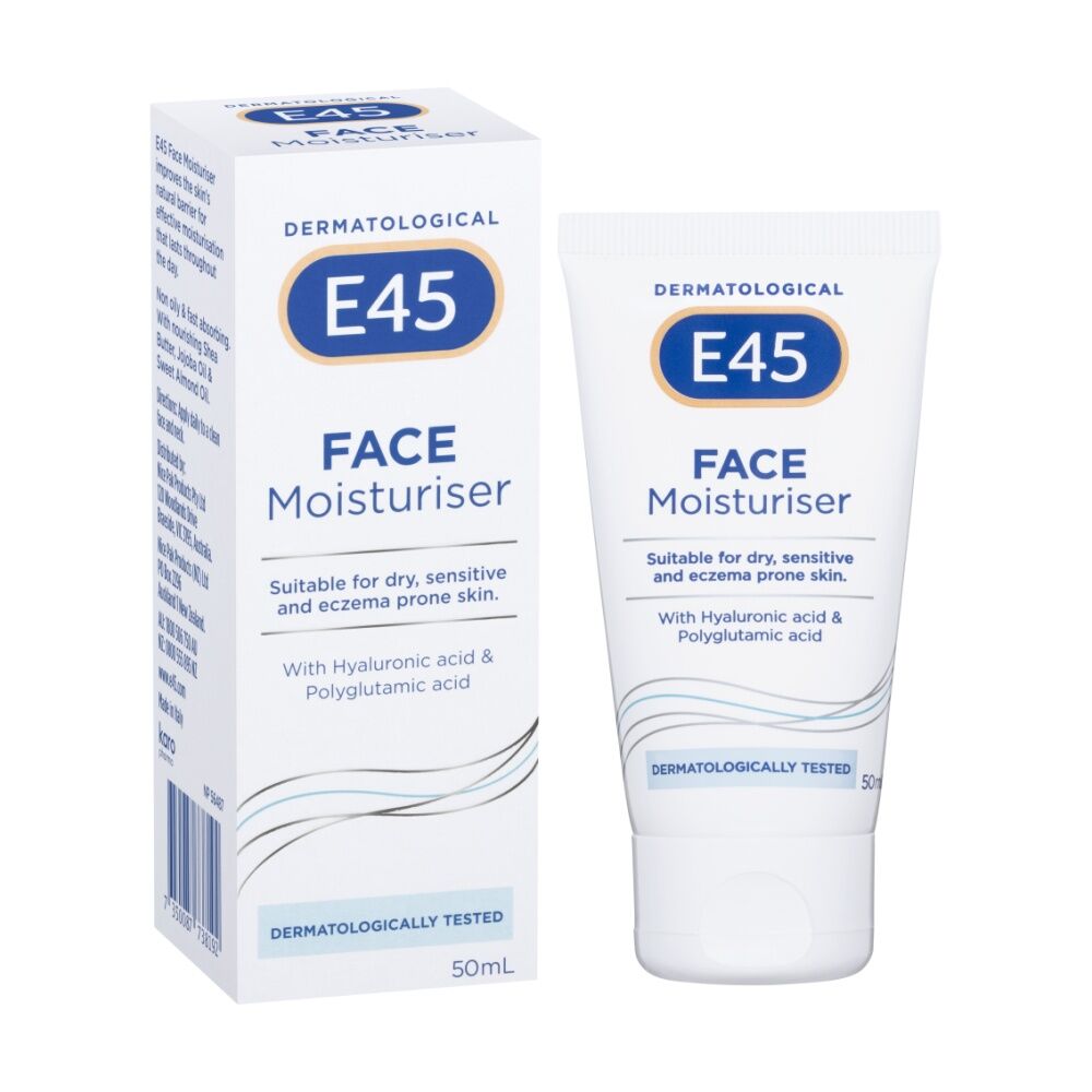 3PK E45 Face Moisturiser For Sensitive & Eczema-Prone Skin Hyaluronic Acid 50ml