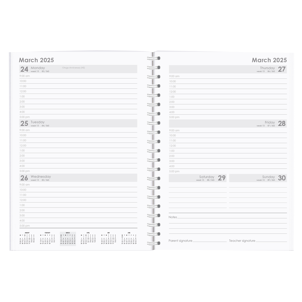 5PK Cumberland 2025 We Mean Green Student Diary Week to View A5 Assorted