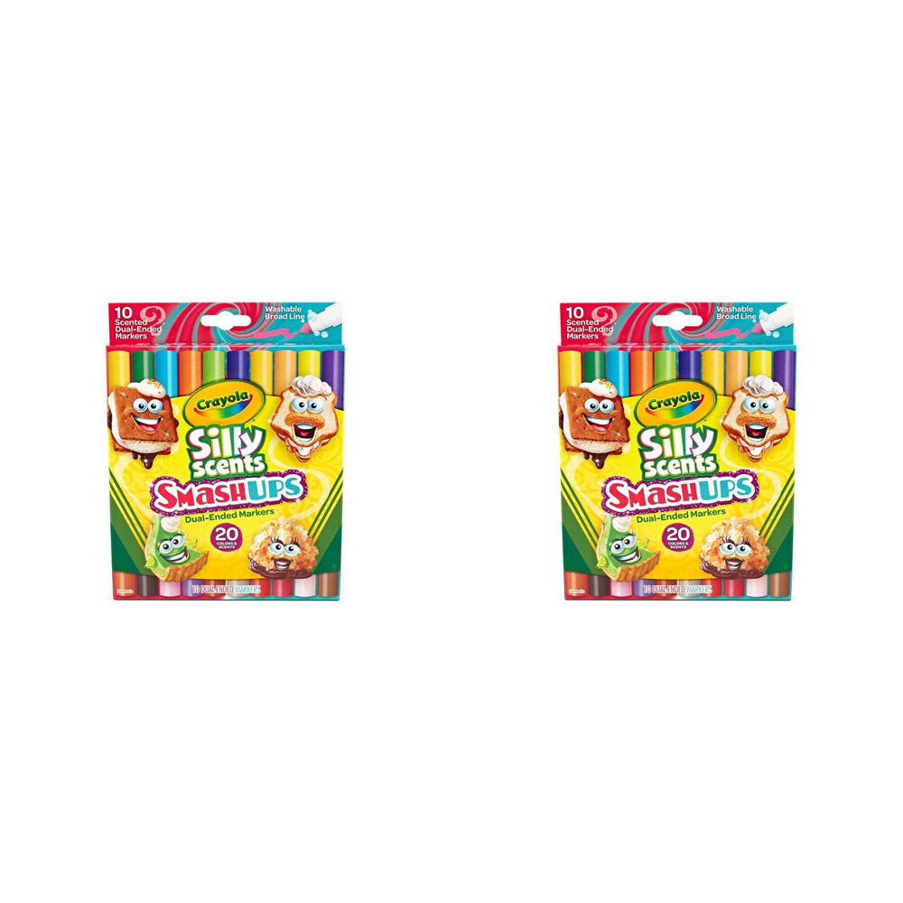 2x 10pc Crayola Silly Scents Smash Ups Dual Ended Markers Kids 3+