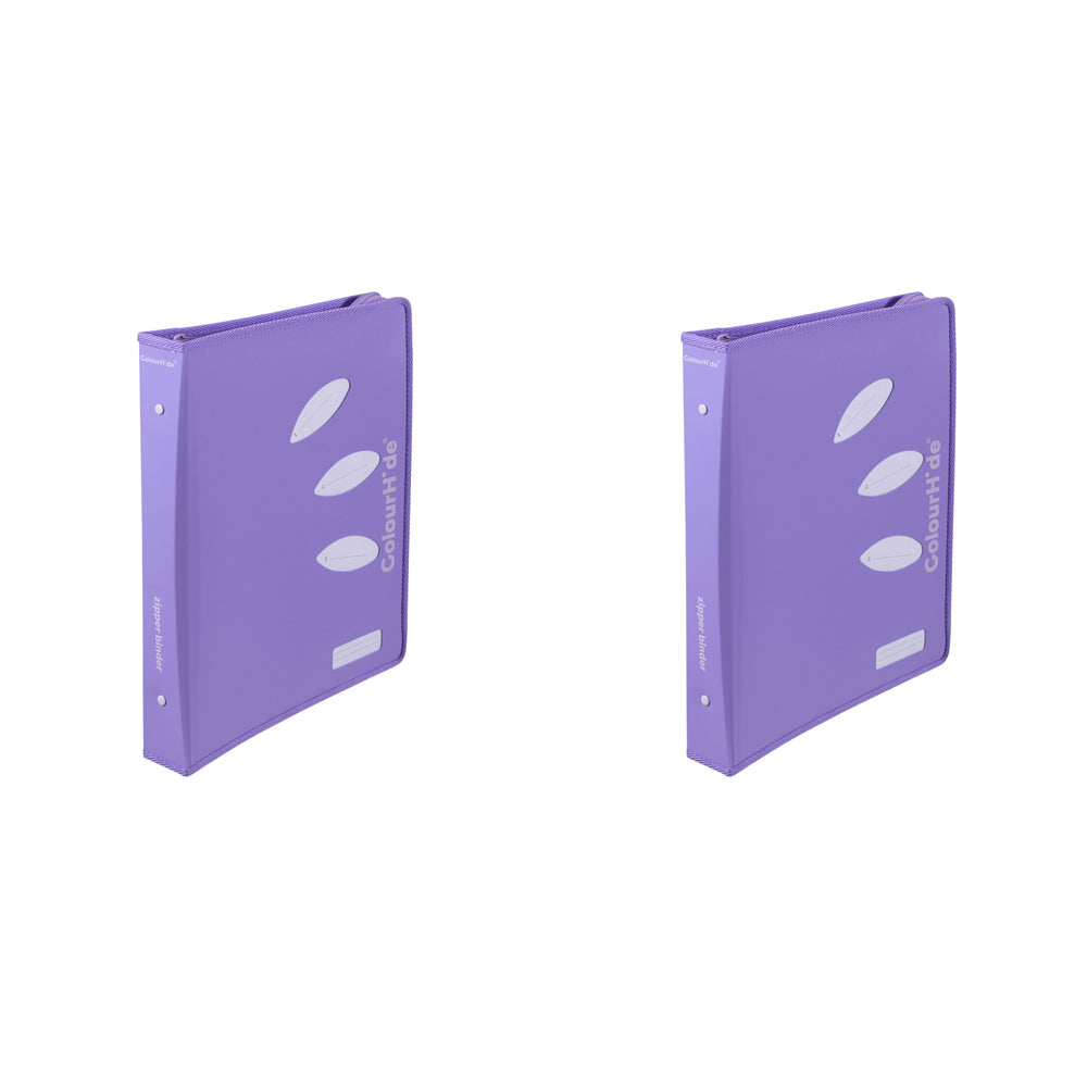 2PK Colourhide 48cm Zipper Binder File/Document Organiser Lavender
