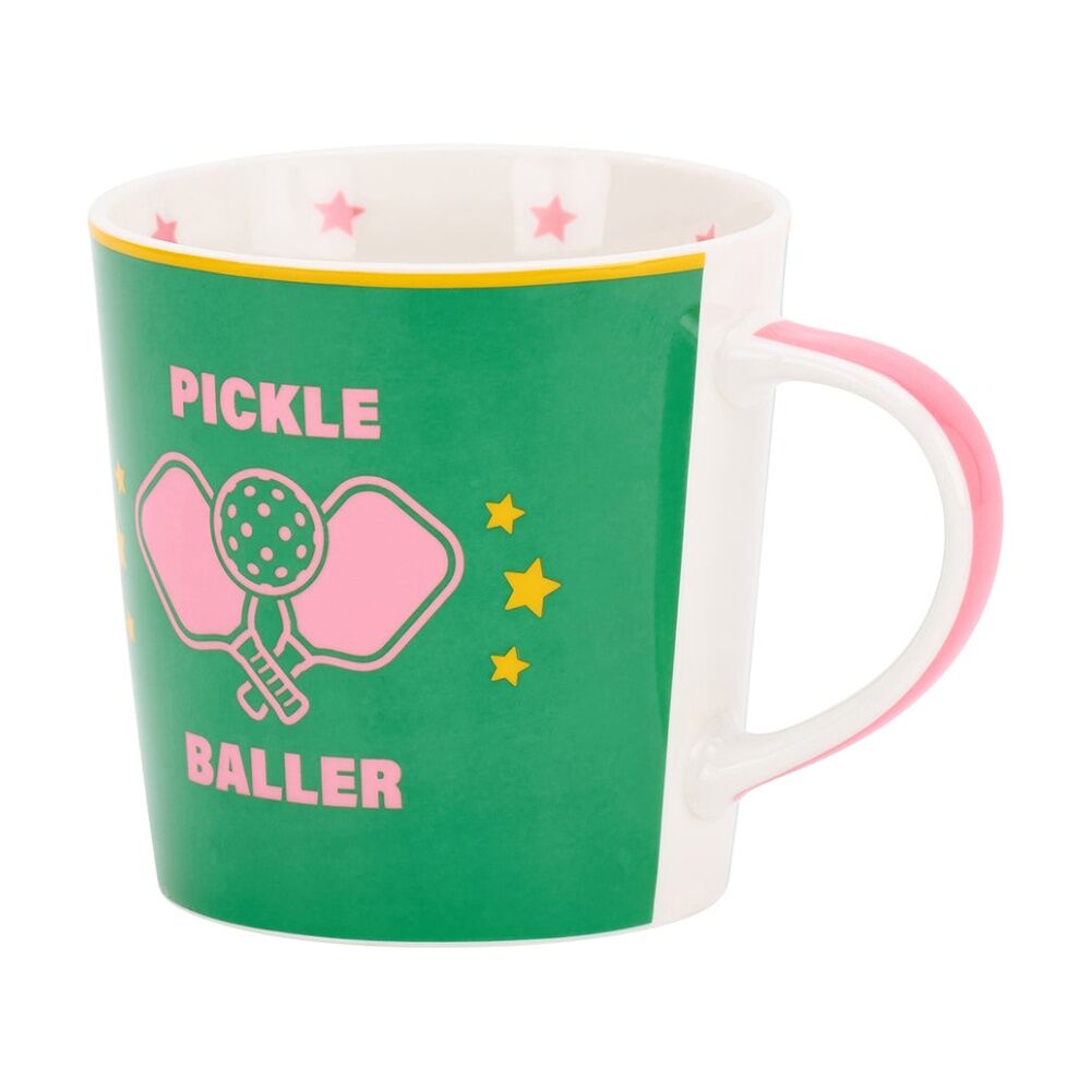 4PK Annabel Trends Coffee Tea Drinking Mug Pickleball Design 450ml Green