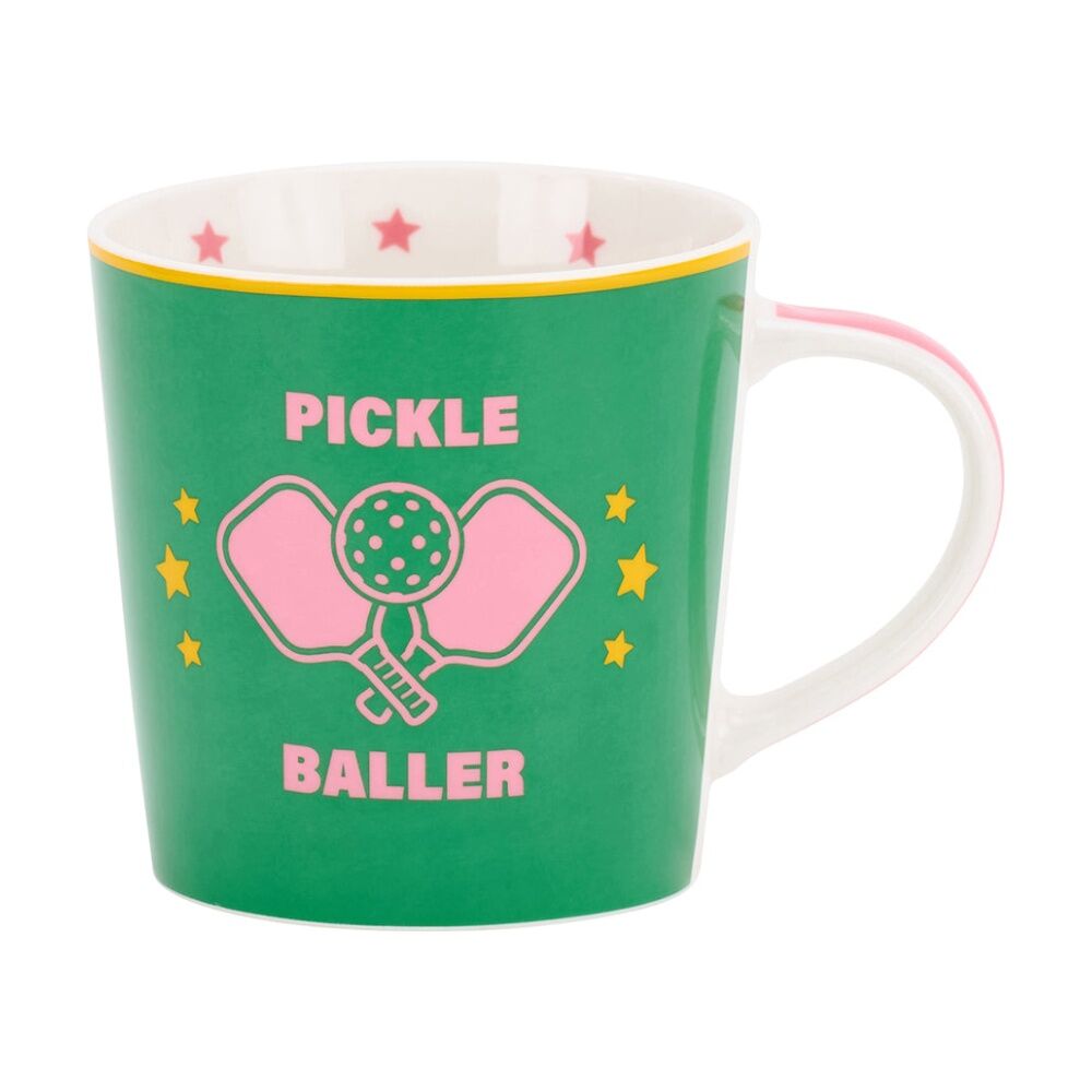 4PK Annabel Trends Coffee Tea Drinking Mug Pickleball Design 450ml Green