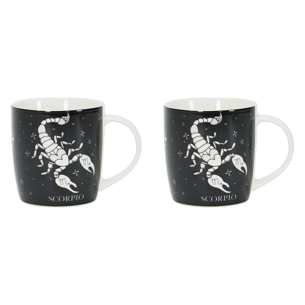 2PK Annabel Trends Coffee Mug Zodiac Scorpio 350ml Cup w/ Handle - Black