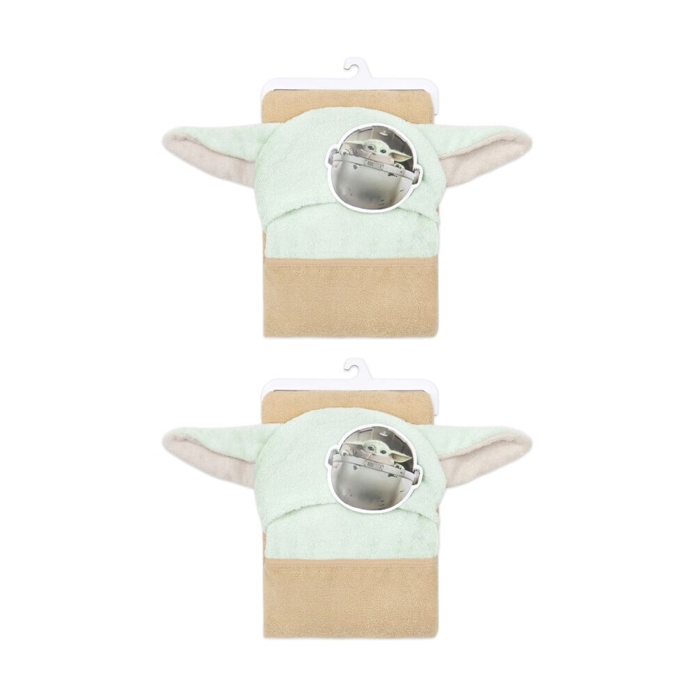 2PK Lucas Film Grogu Star Wars Hooded Childrens Towel 100% Cotton 90x90cm