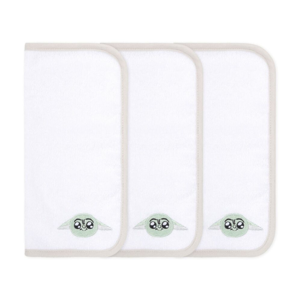 6x 3pc Lucas Film Grogu Star Wars Washcloths 100% Cotton White/Tan