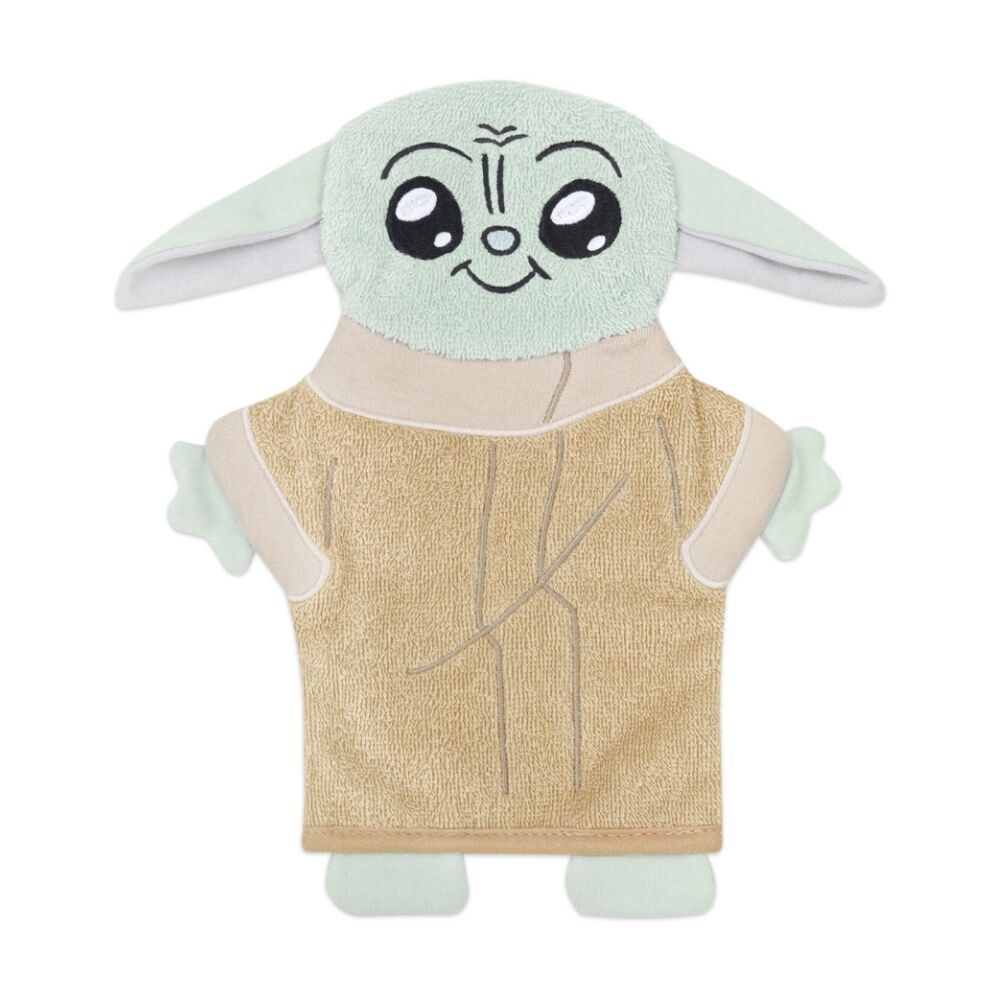 3PK Lucas Film Grogu Star Wars Childrens Wash Mitt 100% Cotton Tan/Sage