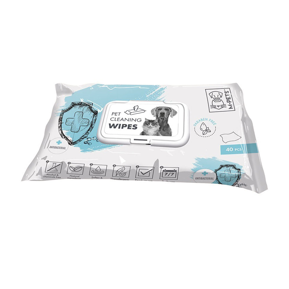 6x 40pc M-Pets 15x20cm Pet Dog/Puppy Cat Care Stain Cleaning Wipes Anti-Bacterial