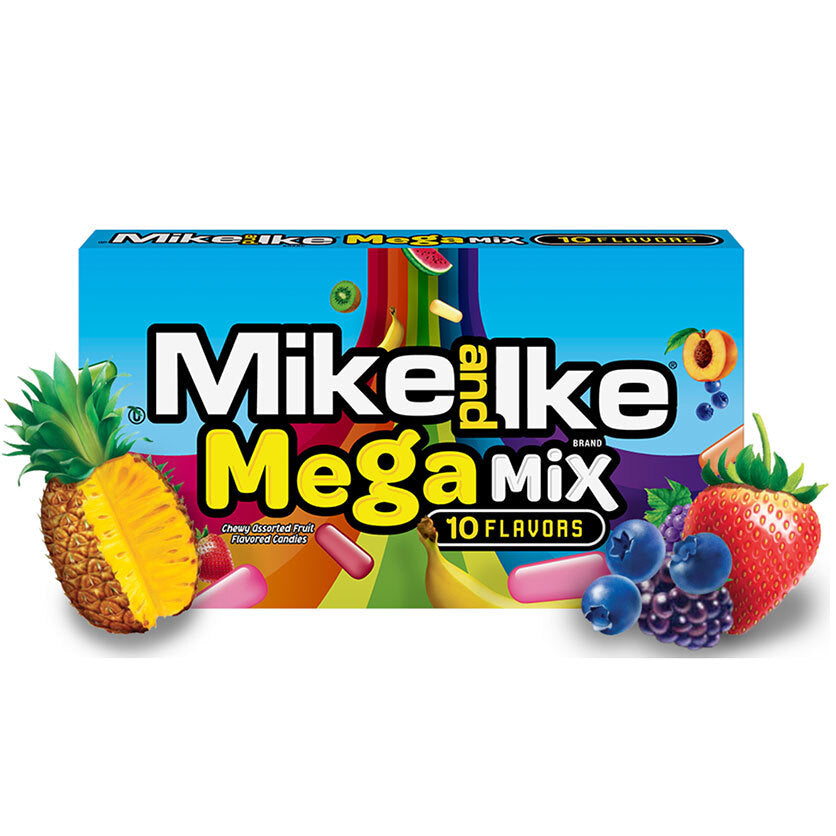 2PK Mike & Ike 141g Mega Mix 10 Fruit Flavoured Chewy Candy