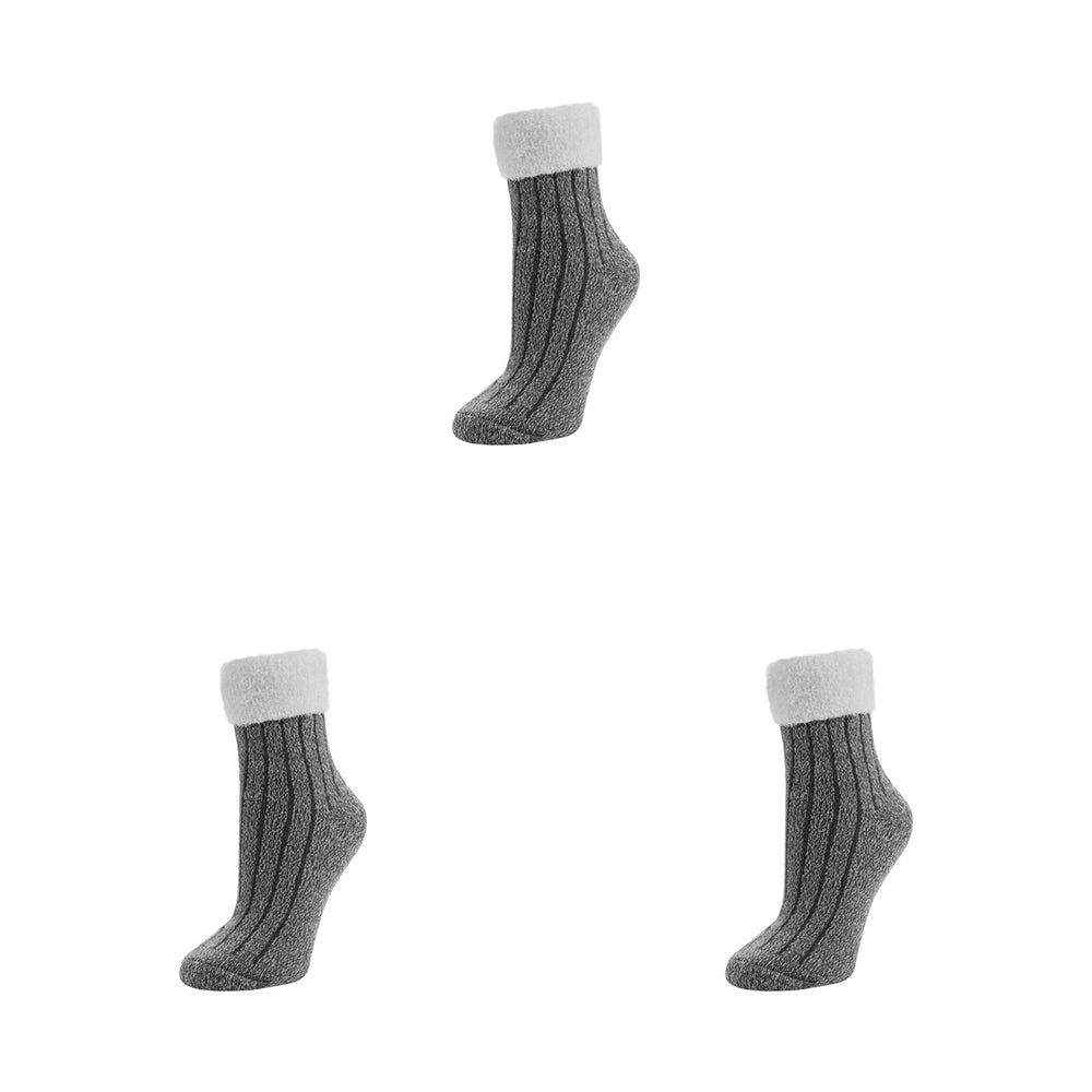 3PK Sof Sole Fireside Foldover Crew Socks Grey US Womens 5-10