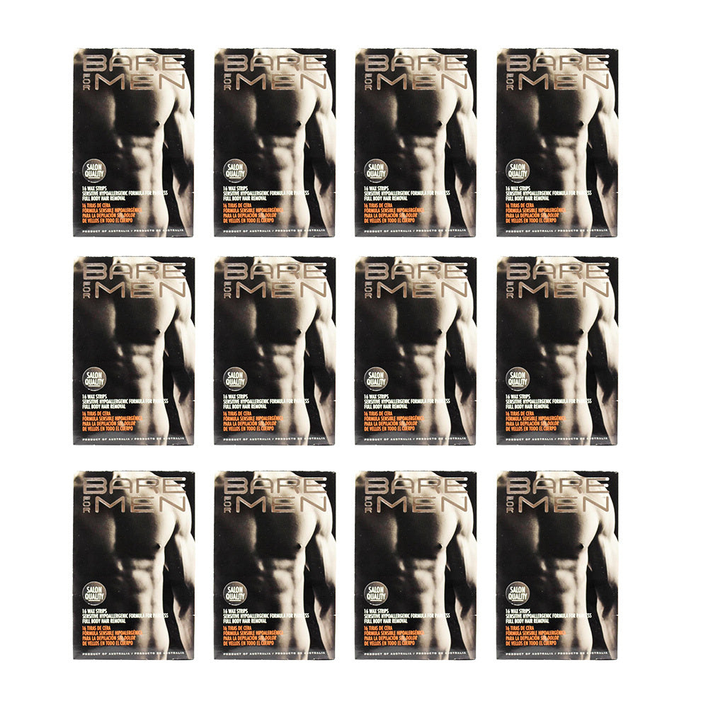 192pc Bare For Men Salon Quality Wax Strips Body Hair Removal