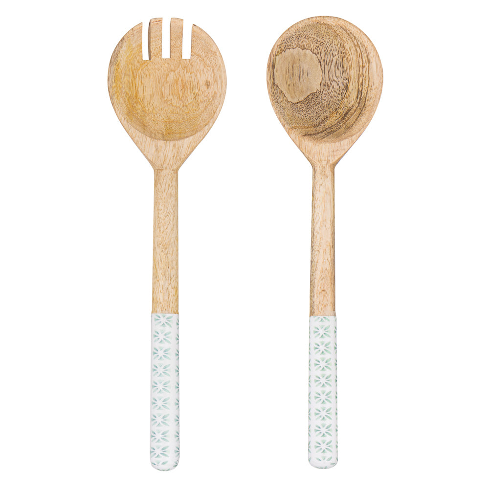 2PK Ladelle Chelsea Mango Wood Salad Servers Spoon/Fork Kitchen Utensil