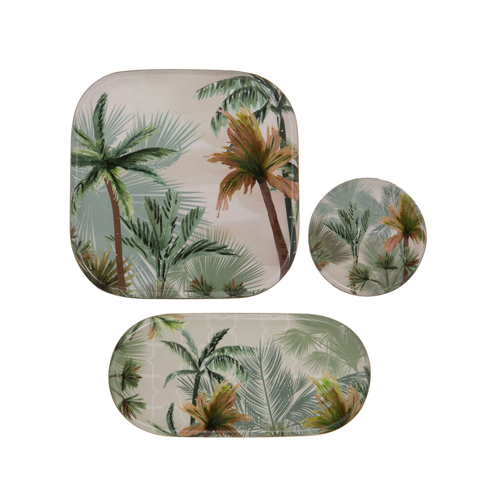 3pc Ladelle Panama Metal Food Serving Tray Durable Home/Kitchen Decor Assorted