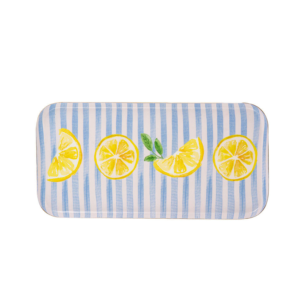 Ladelle Capri Rectangular Metal Decorative Food Serving Tray Multi-Purpose