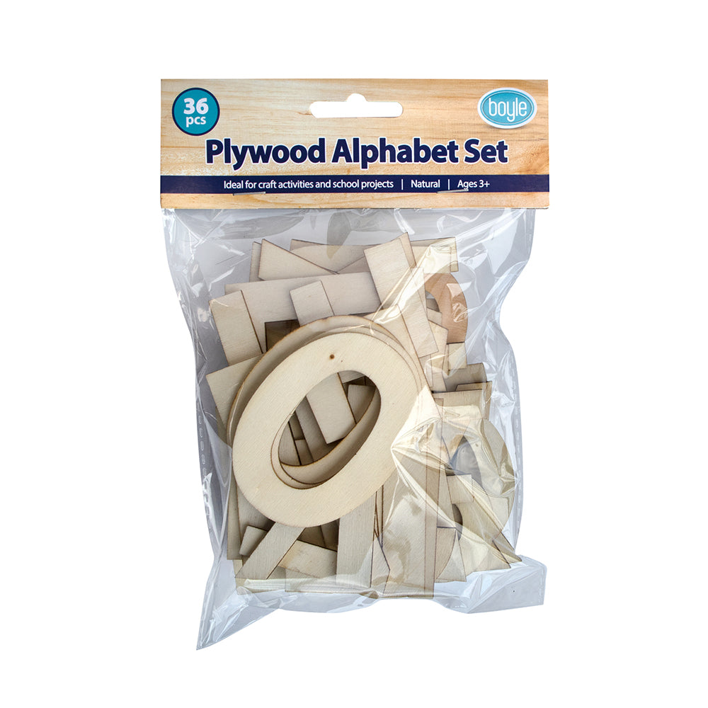 4x 36pc Boyle 7.5cm Plywood Alphabet Letter Set - Natural