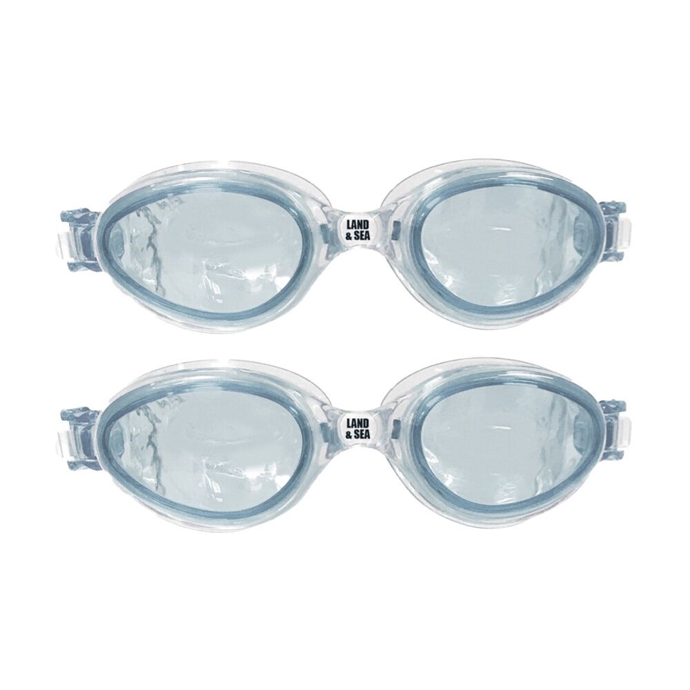 2PK Land & Sea Sports Universal Fit Silicone Anti-Fog Swim Goggles Clear