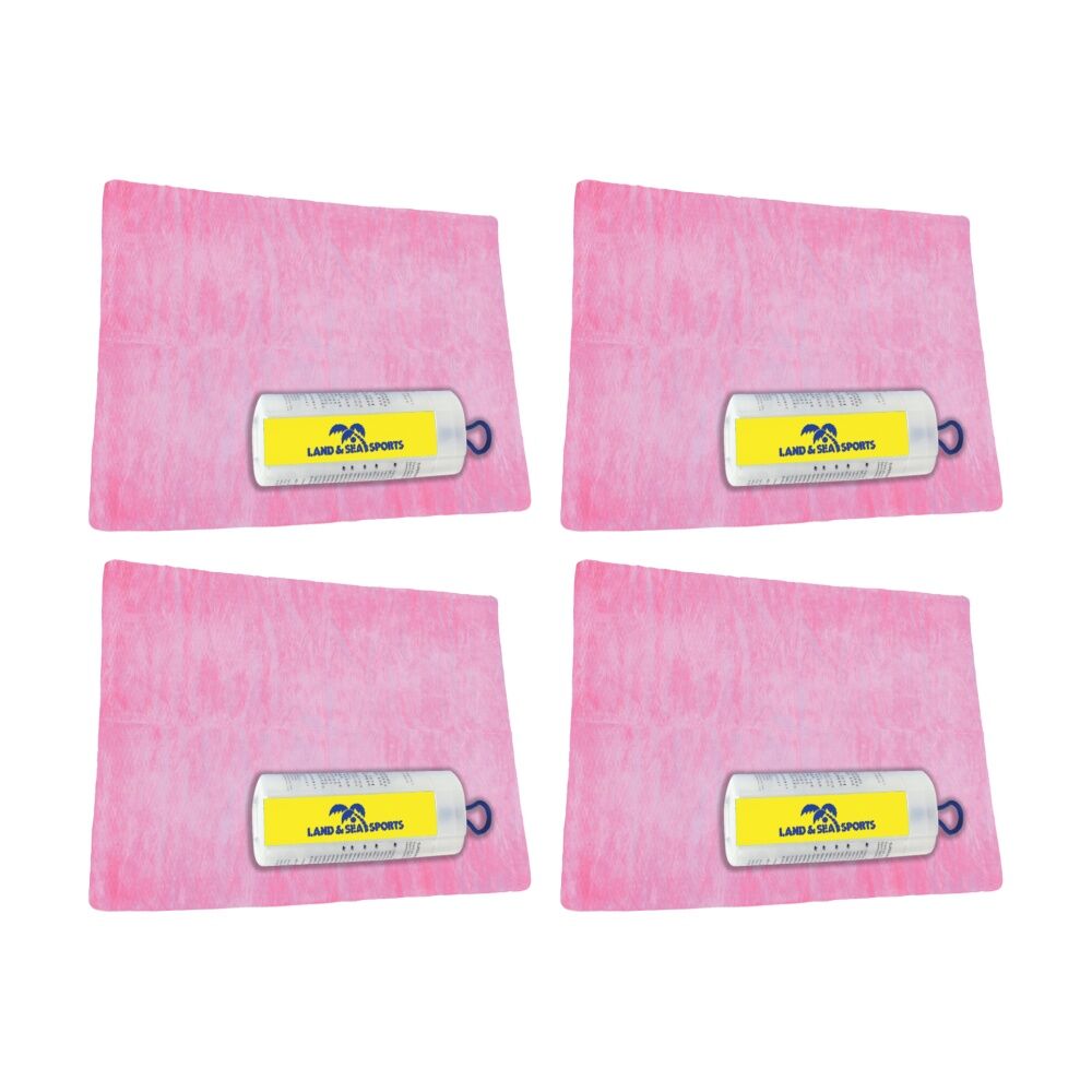 4PK Land & Sea Jumbo Size Sports/Training Microfibre Quick Drying Towel Pink