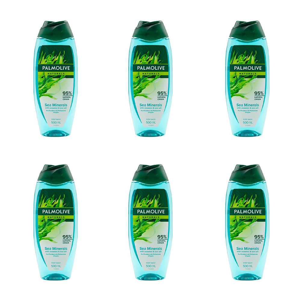 6PK Palmolive Naturals 500ml Body Wash Bath Soap Sea Minerals