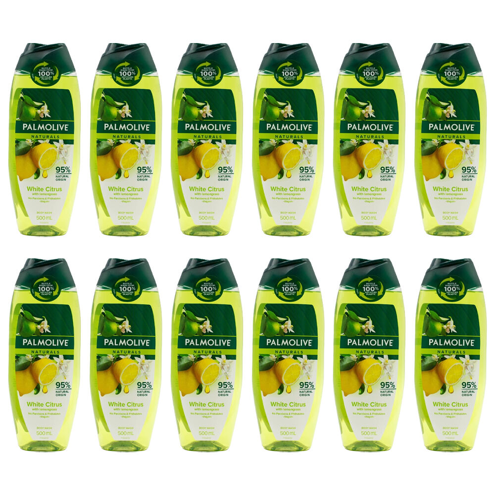 12PK Palmolive 500ml Naturals Body Wash Refreshing White Citrus