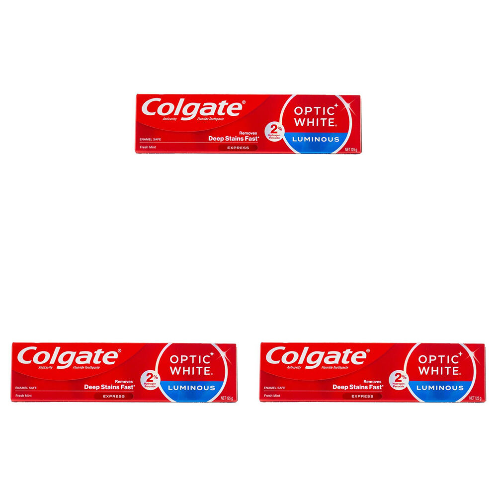 3PK Colgate 125g Toothpaste Optic White Luminous - Fresh Mint